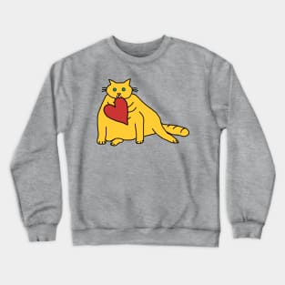 Chonk Cat with Love Heart on Valentines Day Crewneck Sweatshirt